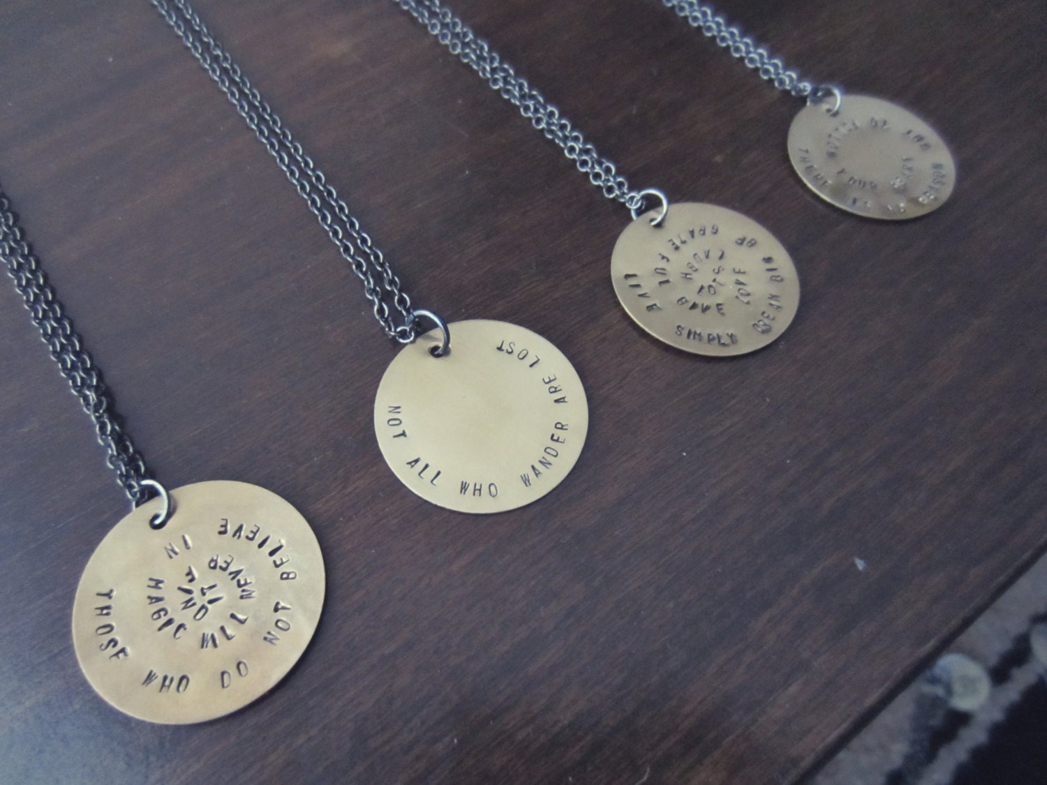 Hand Stamped Large Brass Circle Necklace