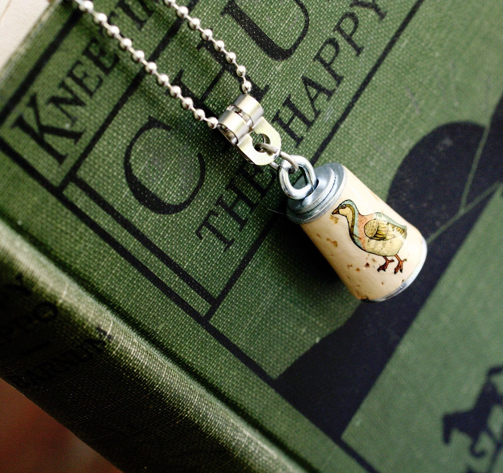 Upcycled Bird Necklace - Pastel - Cork Jewelry in Test Tube by Uncorked - Mini Dove