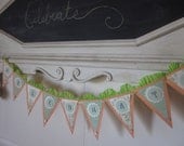Celebrate garland banner party decoration greeen peach baby shower wedding