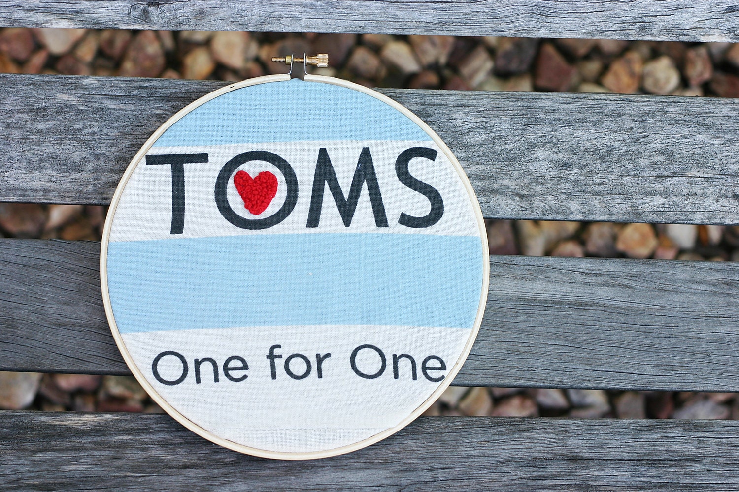 I Love TOMS - Modern Embroidery Hoop Art