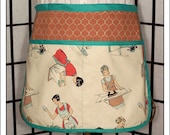 Retro Housework on Cream Hostess Half Apron