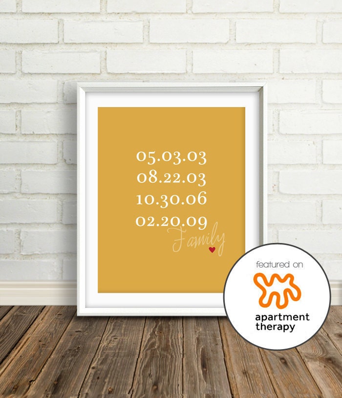 Gift for Dad - Special Dates : Custom Family or Children Birth Dates - commemorate special events - 8x10 / Choose your color