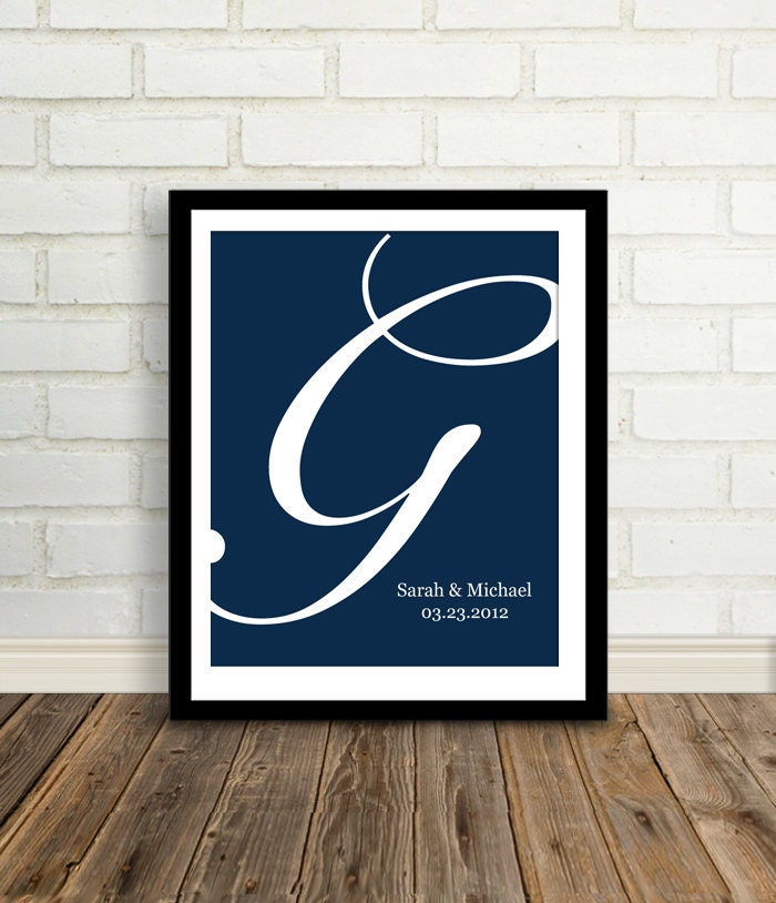 Wedding Gift : Personalized Monogram Wedding Art Print - 8x10 / Bridal Shower Present - Engagement Gift