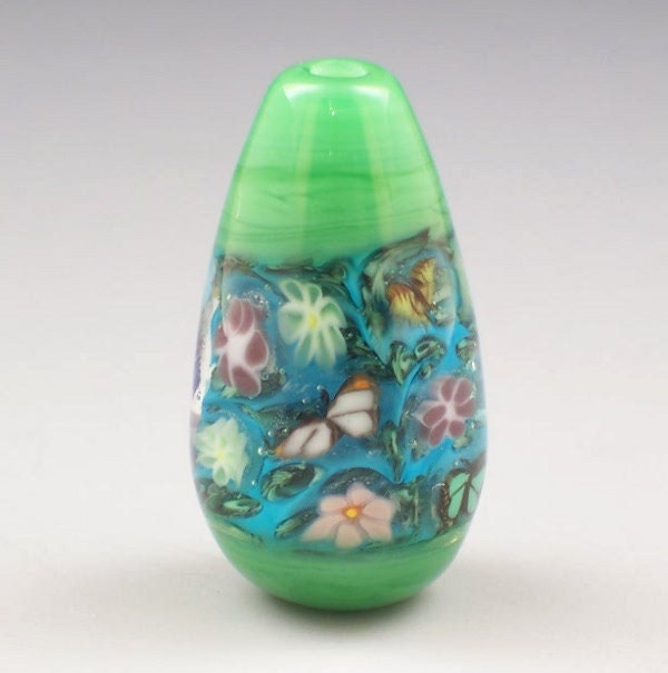 Handmade Lampwork Bead Summer Daisy Garden Focal Bead