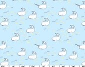 Out to Sea Find the Narwhal Whale  Breeze Blue Nautical by Sarah Jane, Michael Miller Fabrics 1/2 Yard