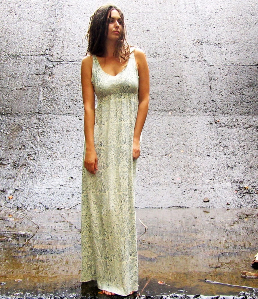 Blockprint Long Heirloom Dress (Natural Dye Block Printed Organic Cotton Interlock)