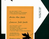 FALLING IN LOVE 2 layer orange & ivory with chocolate brown ink invitation set of 25