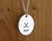 Hockey mom necklace - hand stamped personalized necklace - sterling silver hockey jewelry