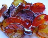 Handmade Glass Leaves -  fire and luster -  by SRA Handmade by Ellen Dooley Lampwork Beads (12)