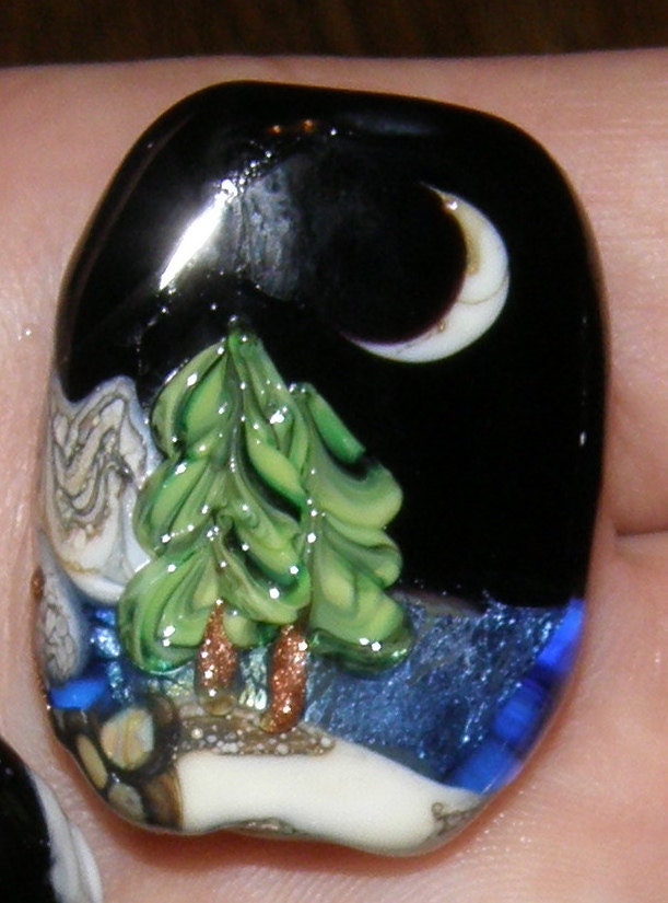 Lake in the Woods, Lampwork Bead, Simply Lampwork by Nancy Gant SrA G55