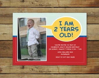 kids birthday party invitation - speech bubble