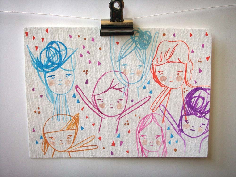 original painting illustration drawing paper- the celebration kids