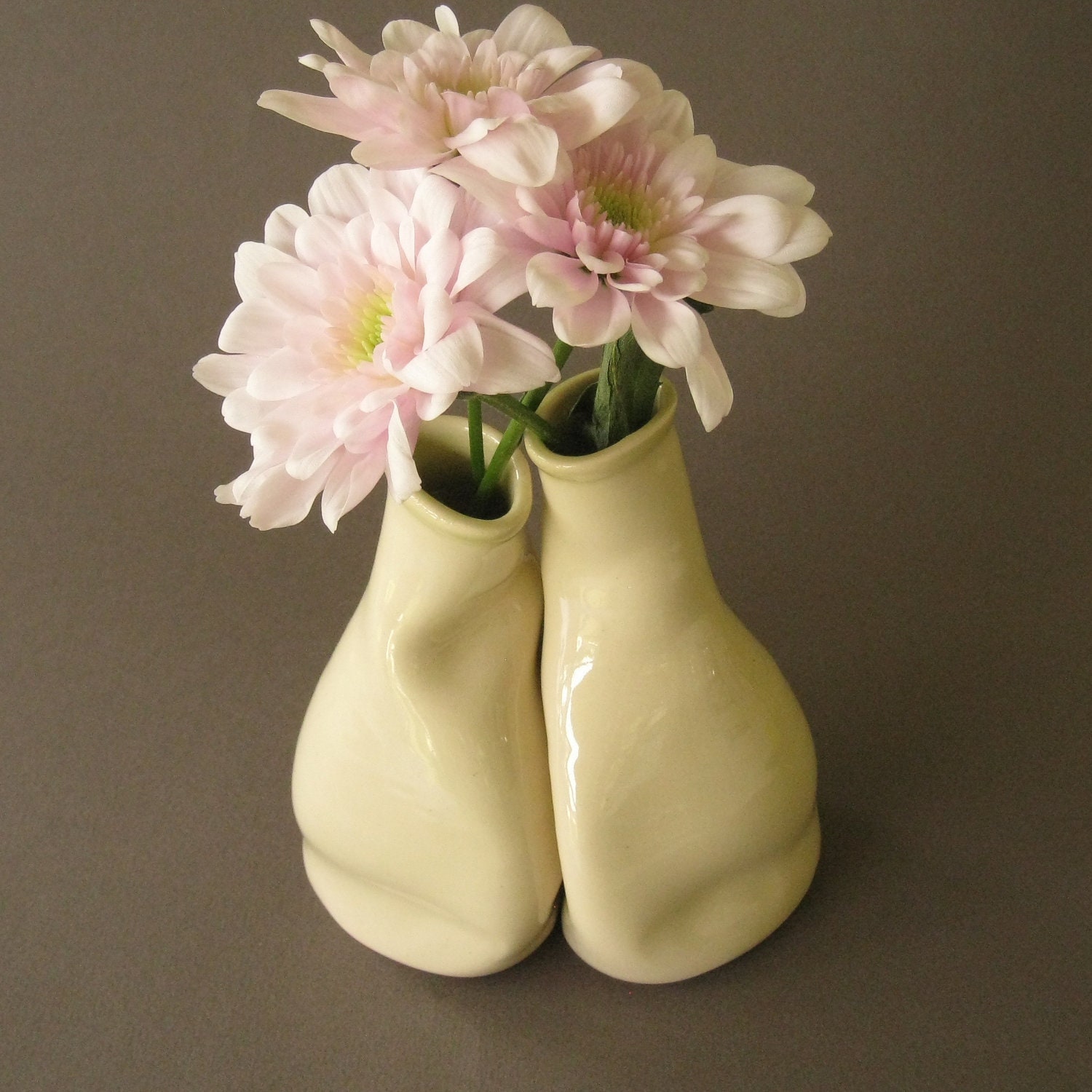Simple White Vase Set, Unique wedding, engagement or anniversary gift, "Won't ever let you go"