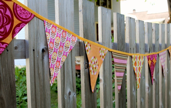Orange, Pink and Yellow Cotton Bunting