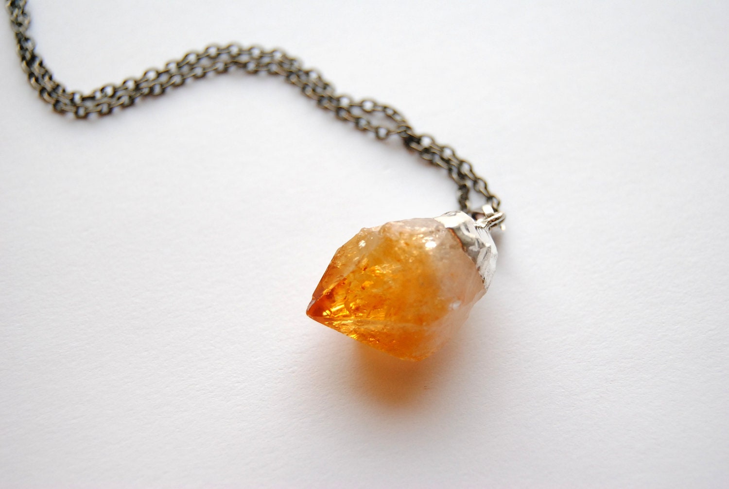 Raw Citrine Crystal Necklace - SMALL - Handmade Jewelry - Free Shipping in the US - Summer Fashion