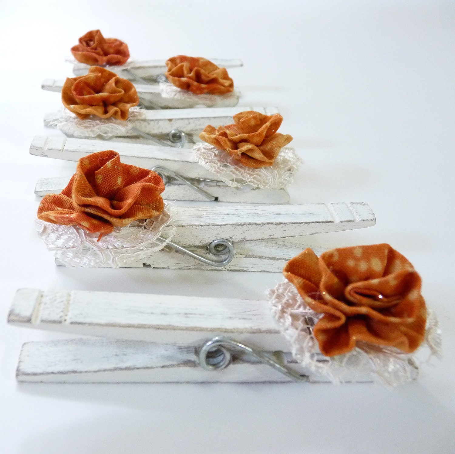 Wedding Decor Cottage Chic Rustic Clothespin Clips in Set of 6