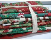 Quilting Cotton Fabric Xmas fabric bundle Fabric destash Christmas Sewing Red Green
