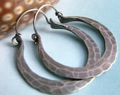 Metalsmithed Forged Sterling Silver Hoop Earrings -  Medium Rio Hoops - Handcrafted Silver Jewelry