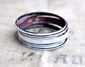 S A L E - Handcrafted Bangle Set - 'Dishy York Whites' - Enameled handmade Bracelets