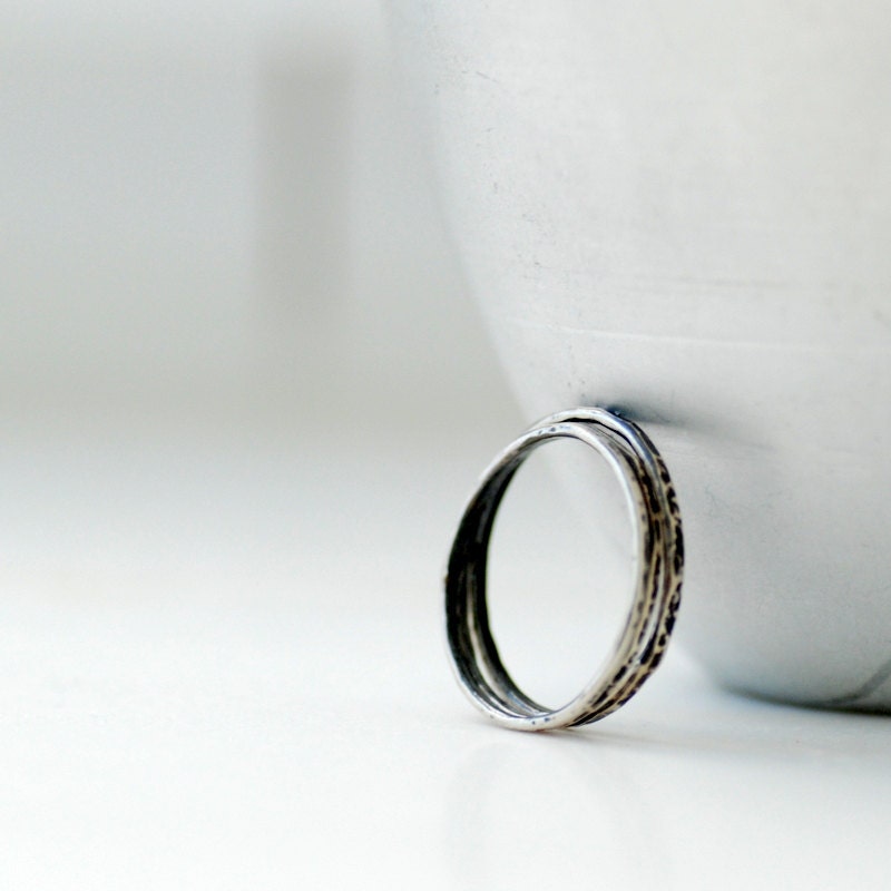 Stacking Rings, Sterling Silver Rings, Skinny Rings, Metalwork Rings, Hammered Stacking Rings, Rustic Rings, Set of 3, Size 8, Ready to Ship