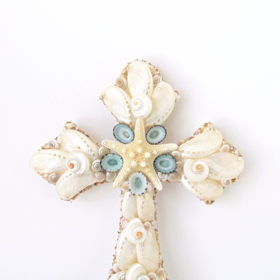 wall cross shells decor crucifix seashells