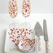 Japanese Lantern Flower Toasting Flutes, Ring Dish, Cake Plate and Cake Cutters - 6 Piece Customized Wedding Reception Collection