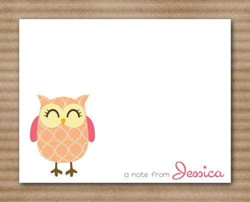 Owl Thank You Cards / Blank Note Cards / Notecards / Personalized (set of 8)