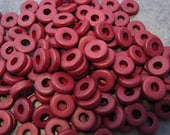 BORDEAUX  25 Greek Ceramic Beads 8mm Round Washer