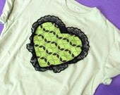 Light green ALIEN lace heart shirt