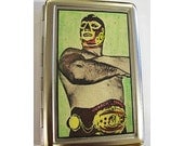 Lucha Libre metal wallet retro vintage Mexican wrestler cigarette case kitsch
