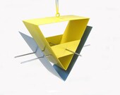 Chevron Bird Feeder in Slate Blue and Yellow outdoor garden art