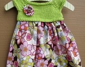 Hand knit 6-12 mo Modern Baby Dress or Jumper
