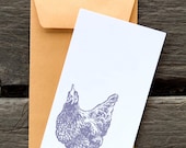 Purple Hen  - 8 Blank flat notecards and manilla envelopes