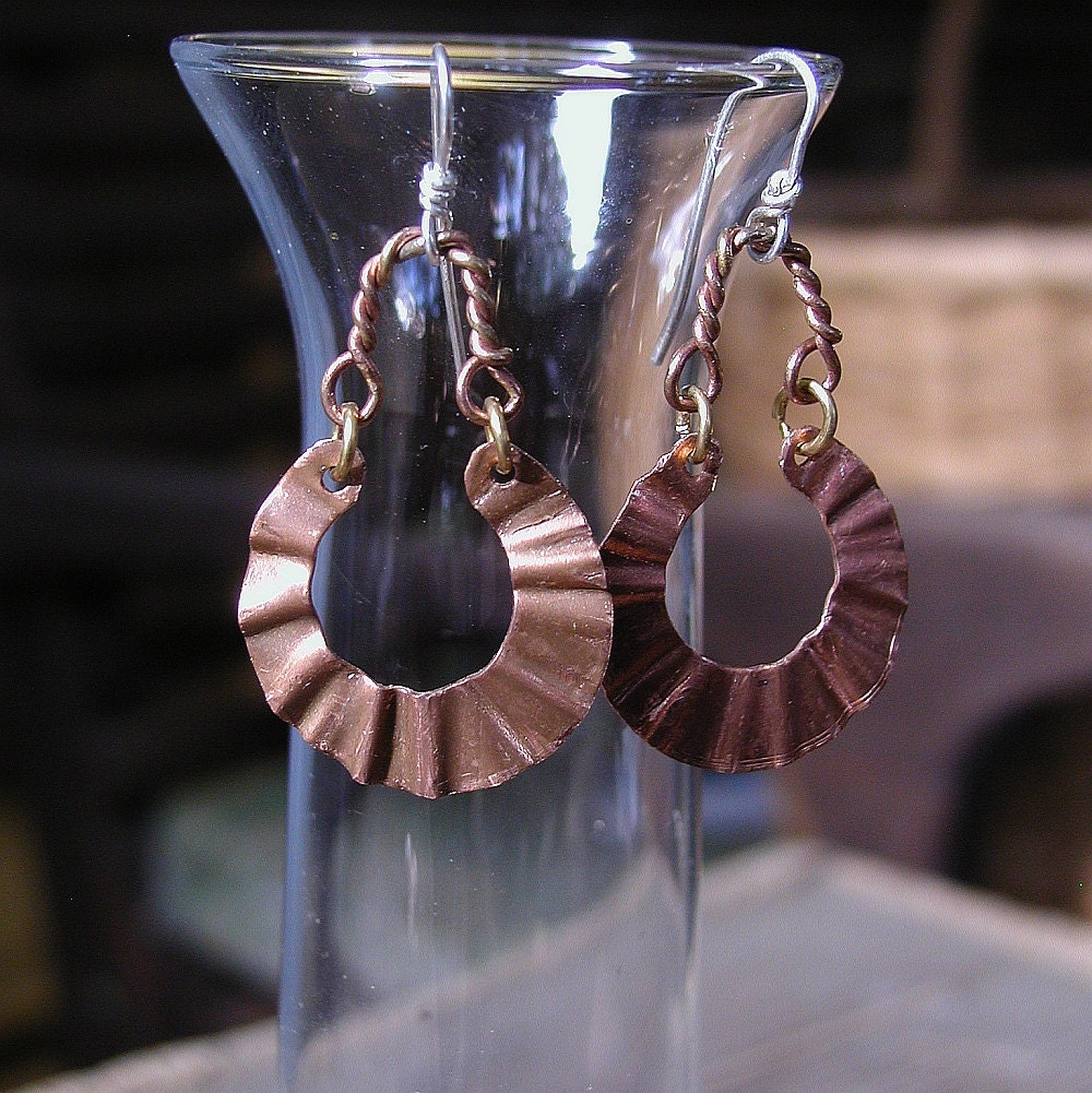Mixed Metals Earrings Ruffled Rounds