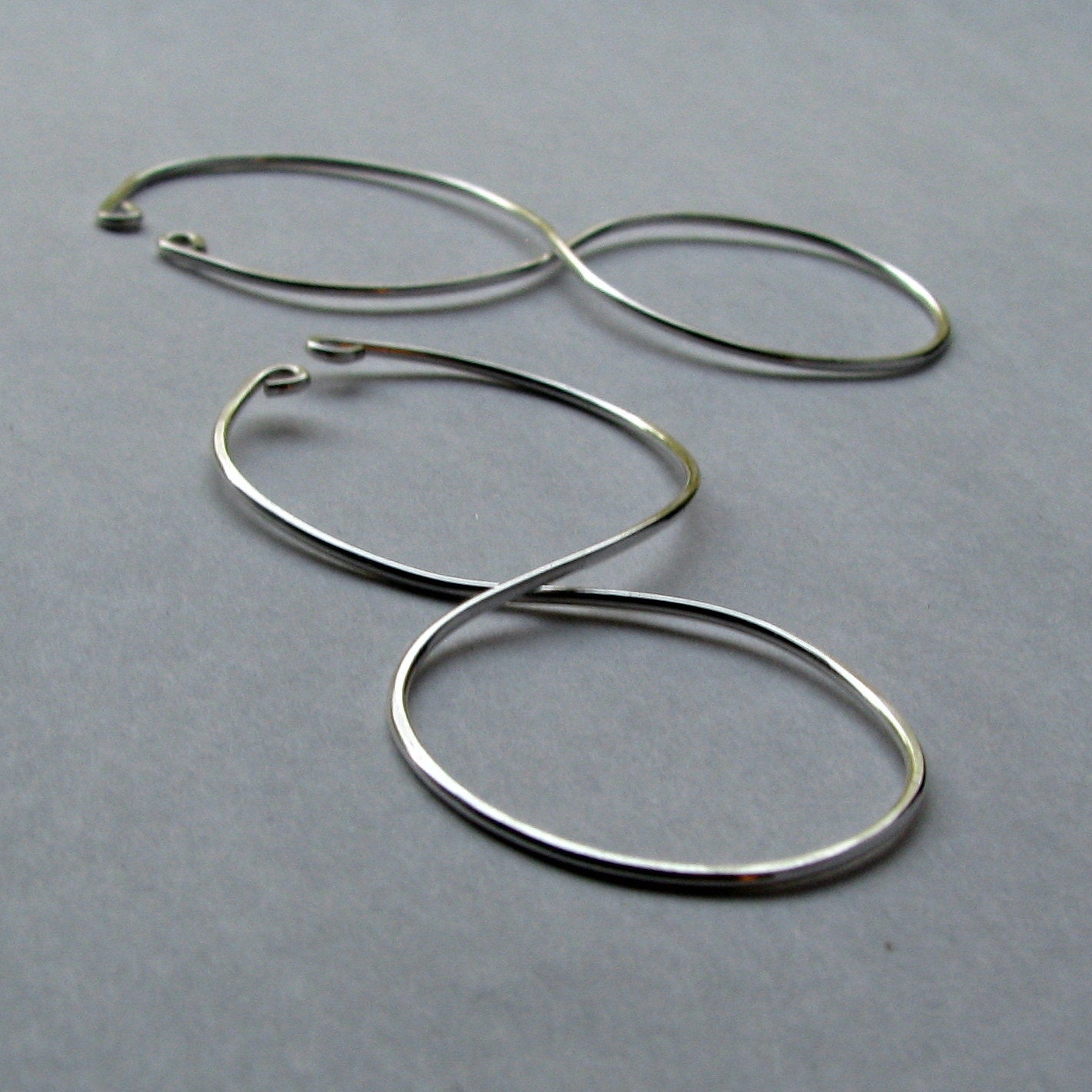 Infinity look double hoop non-pierced earrings sterling silver slip on unpierced alternative
