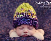 Newborn Baby Girl or Boy Beanie Photo Prop Chunky Beanie in eggplant