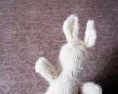 Tiny White Hand Knit Bunny Ragdoll - White Rabbit - Soft Merino Wool Knit Amigurumi Forest Creature