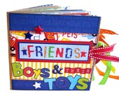 Friends Premade Scrapbook - Boys and Their Toys Paper Bag Album - Photo Album - Childhood Scrapbook