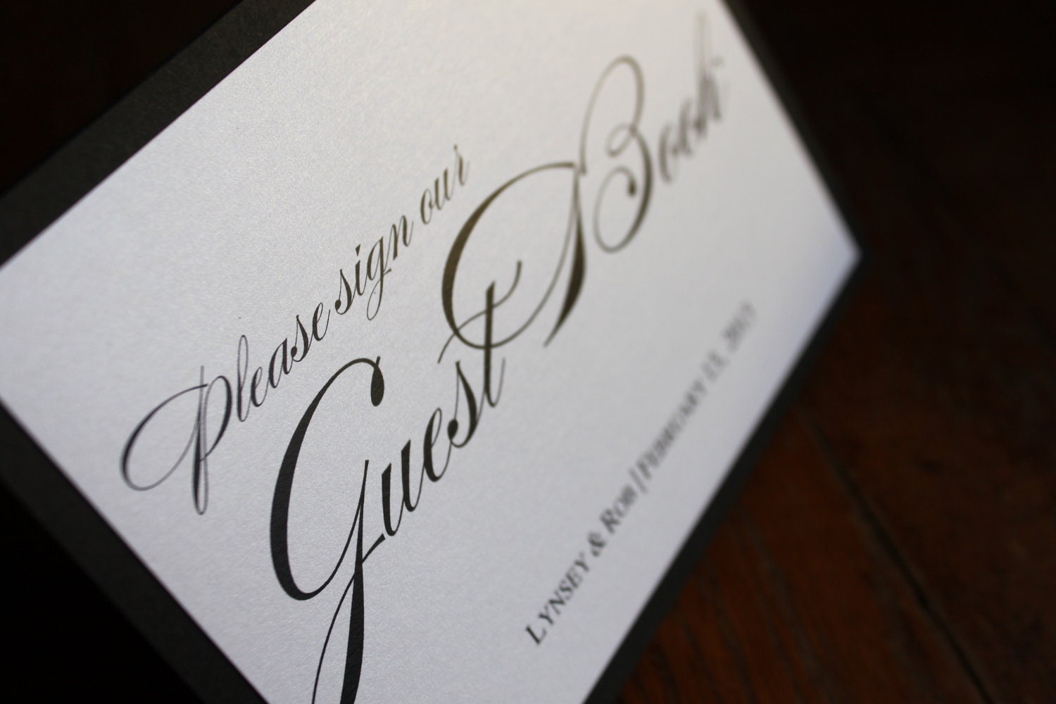 Elegant Guest Book Sign, Tent Format, Metallic, Script