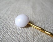 White Rhinestone Bobby Pin, White Jewel, Summer Hair Accessories, Gold Hair Pin