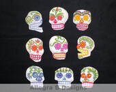 Day of the Dead Sugar Skull Iron on Patches Rockabilly Applique DIY Sewable Adhesive