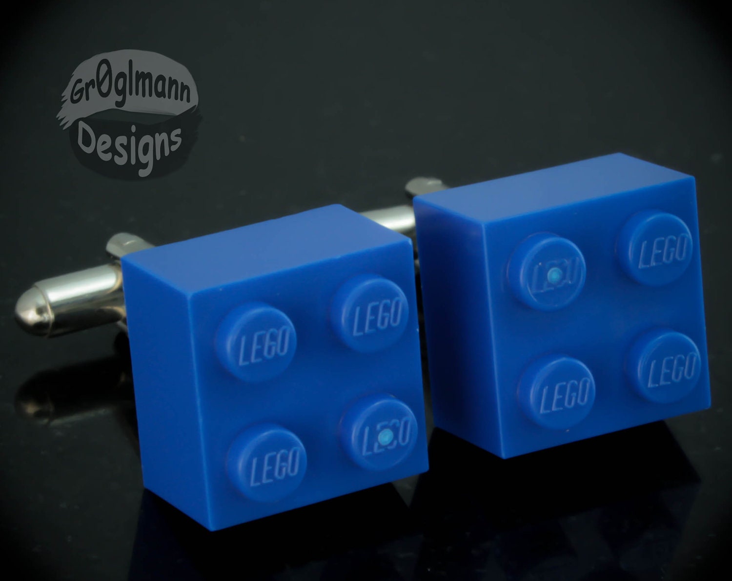 Royal Blue Brick Cufflinks :) made with LEGO bricks