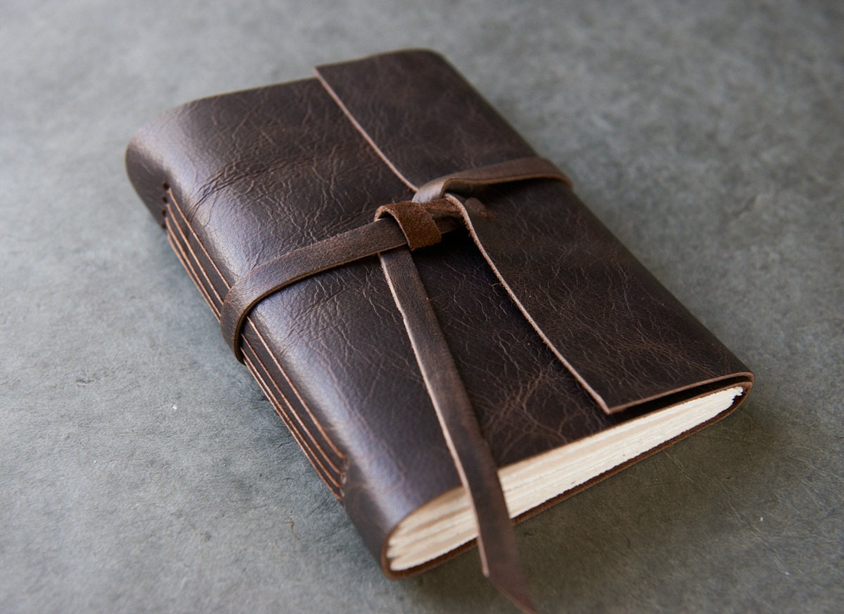 5x7 Leather Journal or Sketchbook - Dark Brown