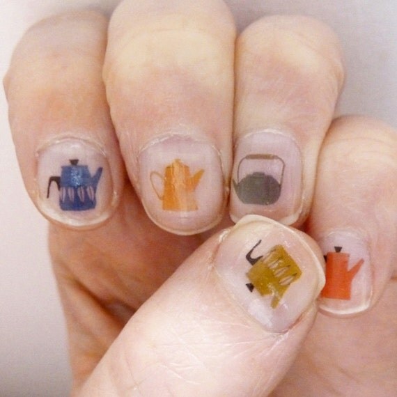 tea pot nail transfers