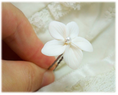 Stephanotis Pearl Hair Pin - Bridal Hair Accessories, Wedding Hair, Flower Pearls