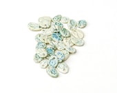 Ceramic Beads Pottery Charms 30 Blue WhiteTiny Rustic Stoneware for Jewelry Wedding Craft