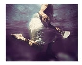 Underwater Photography,  Light My Way, 11x14 Print,  Surreal Portrait, Violet, Blue, Haunting, Dreamy Fine Art Photo
