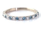 14K Aquamarine & Diamond Ring Anniversary Band Wedding Band Stackable Ring Custom March Birthstone Ring White Yellow Rose Gold