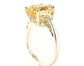 14K Citrine Ring Oval Flower Setting Custom Gemstone Ring Yellow White or Rose Gold November Birthstone Ring