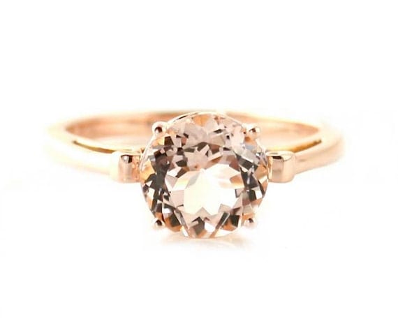 14K Rose Gold Morganite Ring Custom Gemstone Ring 14K White Yellow Rose Gold Fleur de Lis